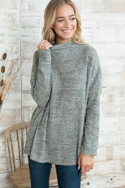 Oversized Lightweight Mock Neck Sweater