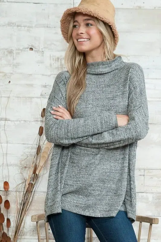 Oversized Lightweight Mock Neck Sweater