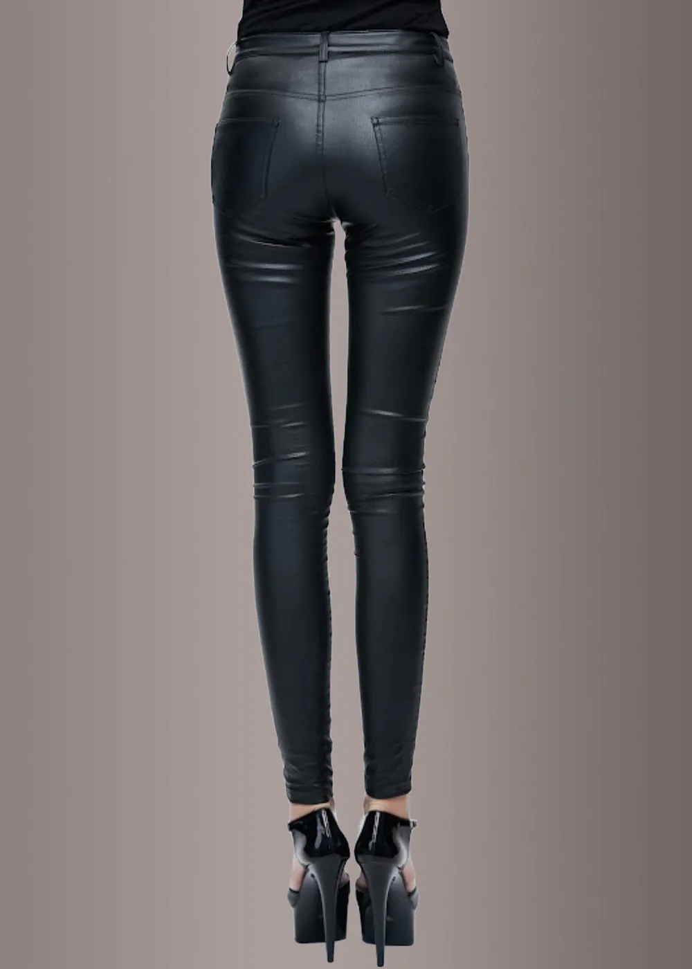 Paint it Black Skinny Fit Vegan Leather Pants