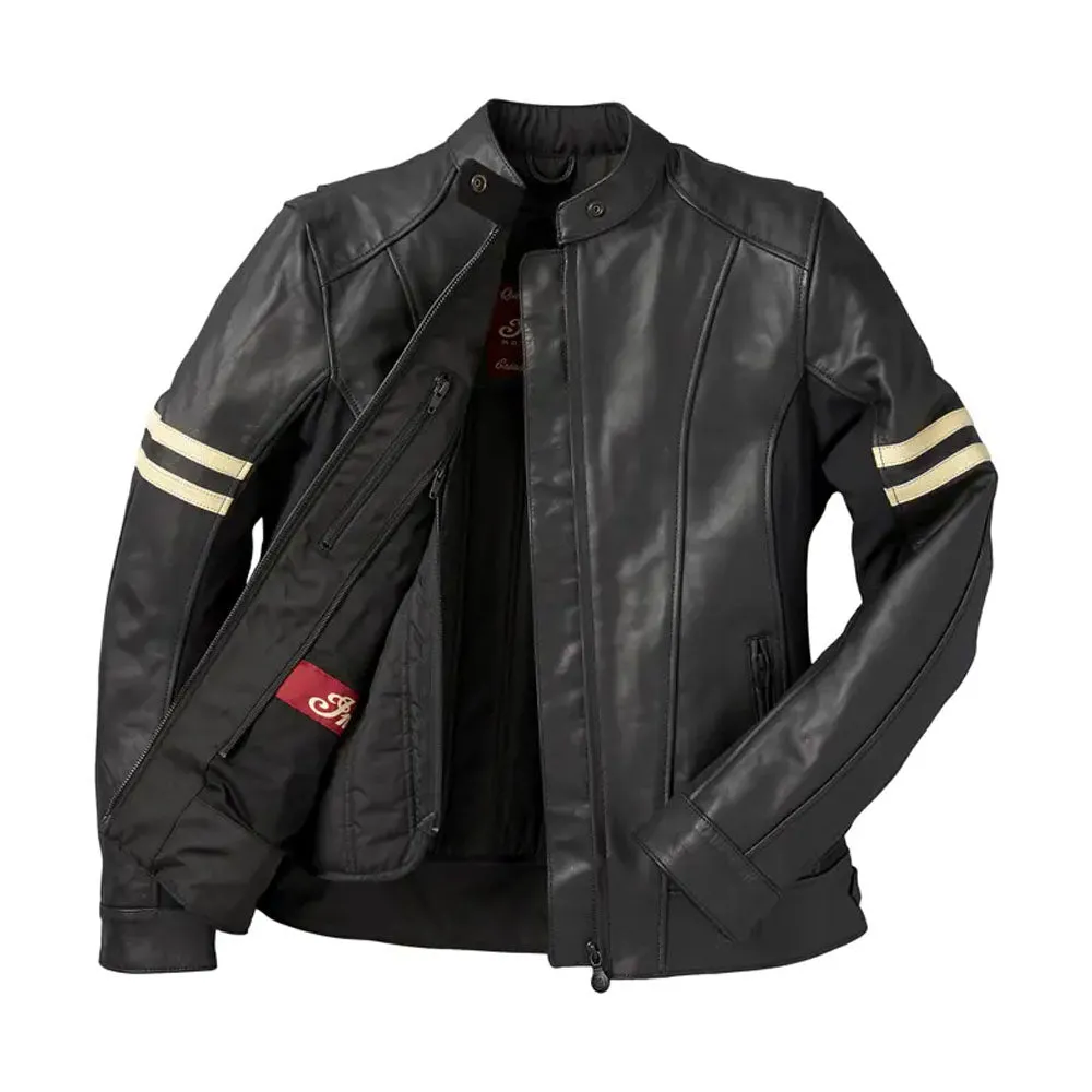 Polaris  Blake Leather Riding Jacket with Removable Liner Warm Soft Durable Black