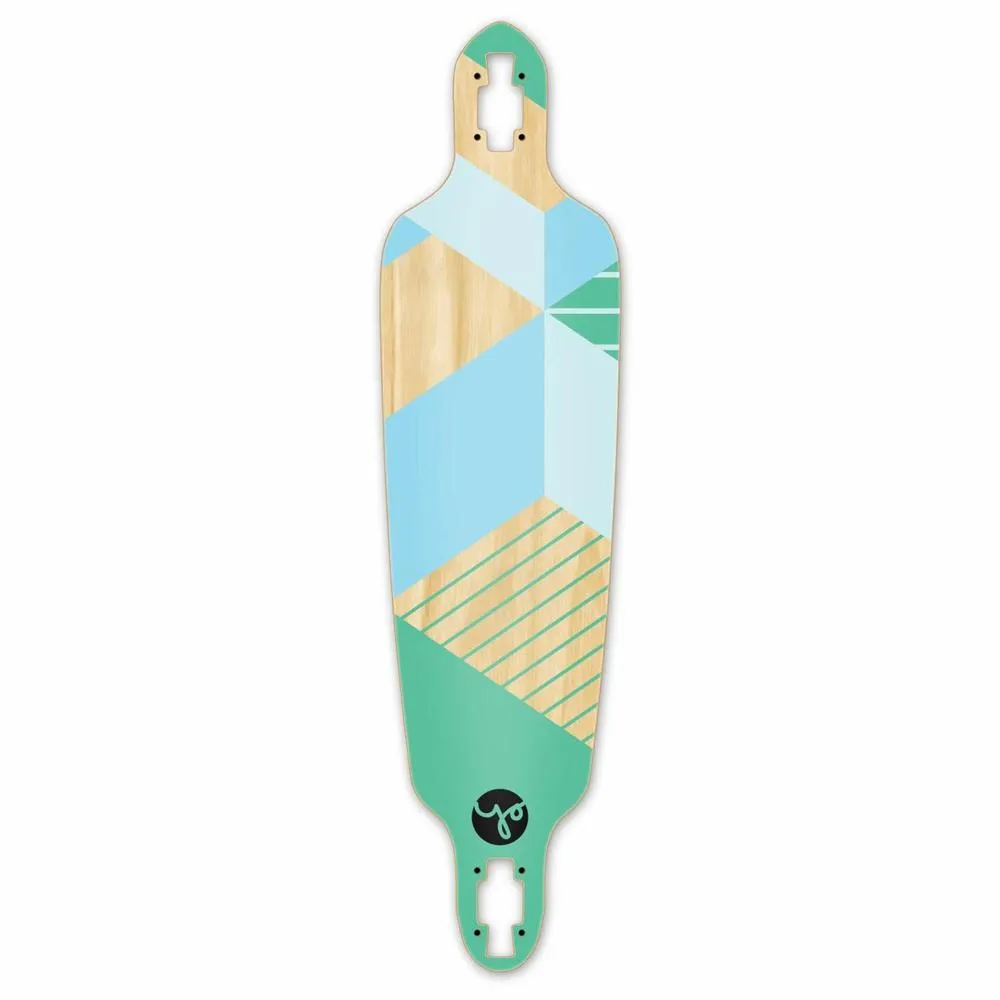 Punked Drop Through Longboard Deck -  Geometric Series - Green