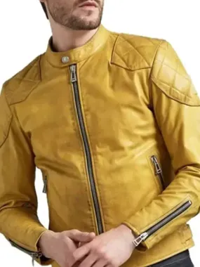 Quilted Cafe Racer Yellow Jacket