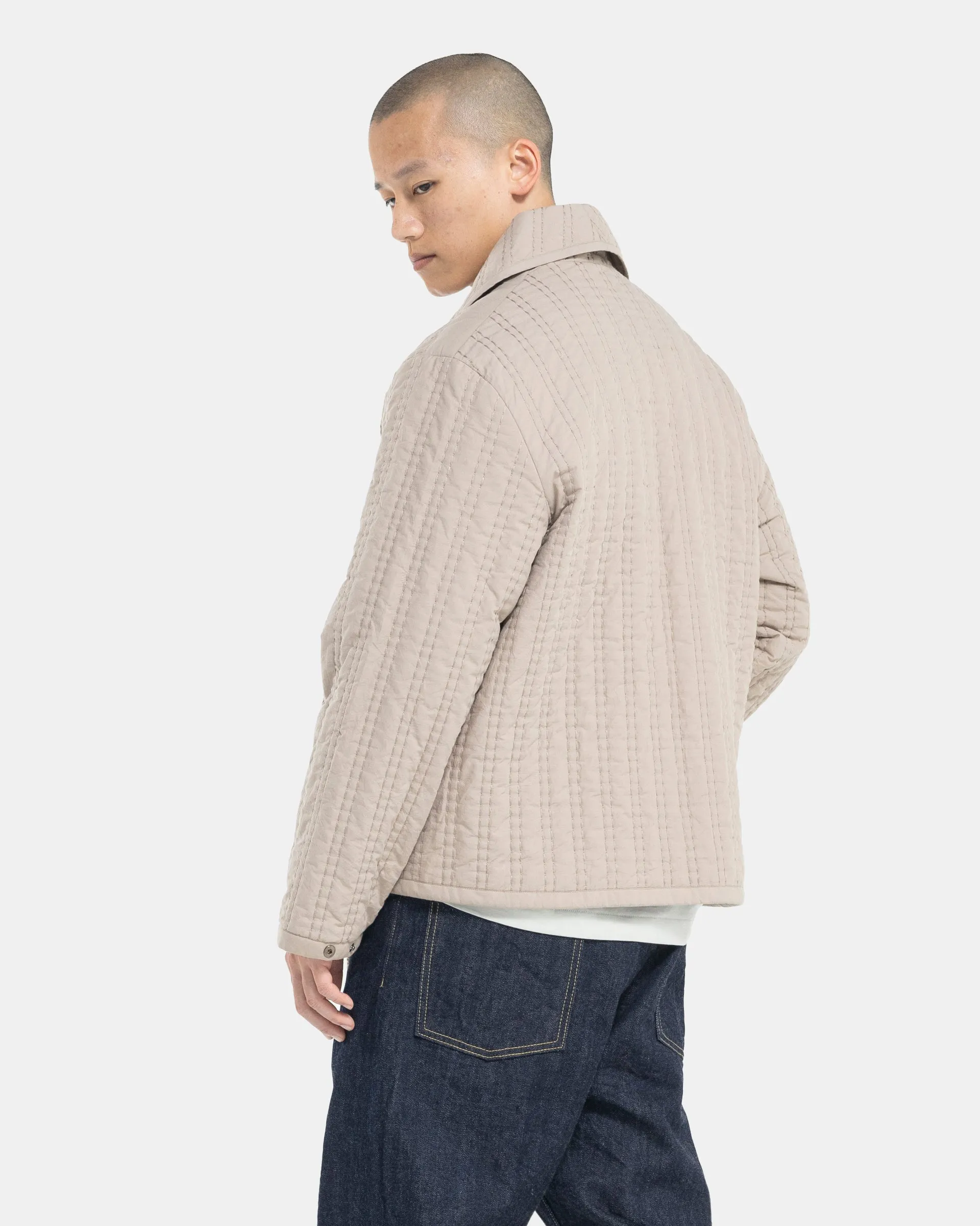 Quilted Embroidery Jacket in Beige