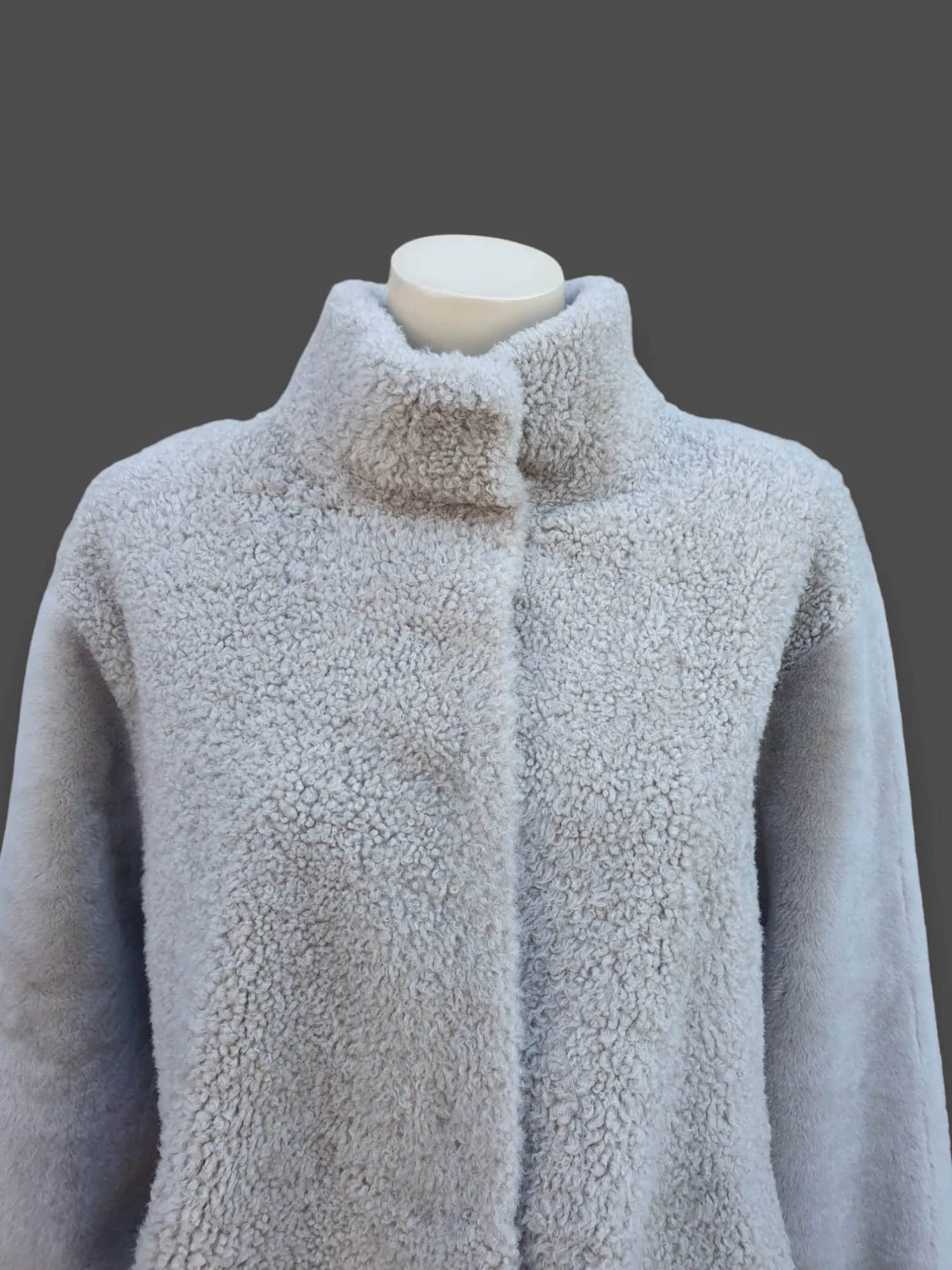 "Suprema" Sand Merino Shearling Jacket w/ Reversible Leather - Size 44