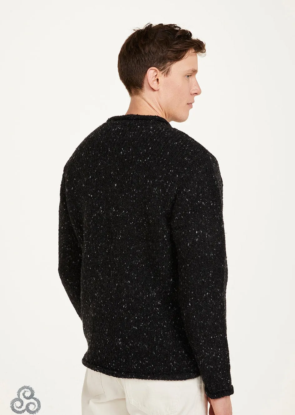 Raheen Tweed Roll Neck Mens Sweater | Black