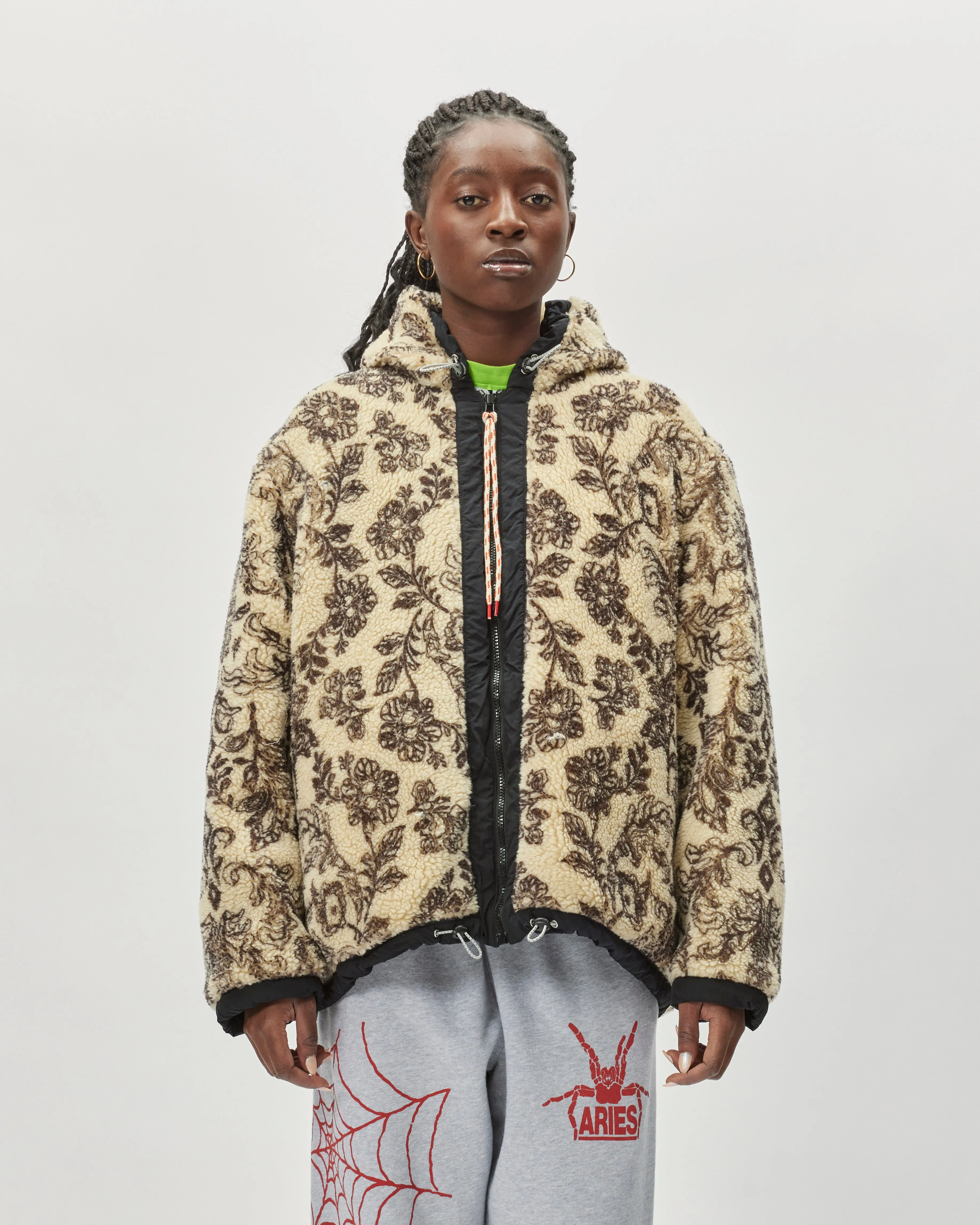 Reversible Nylon and Floral Fleece Parka