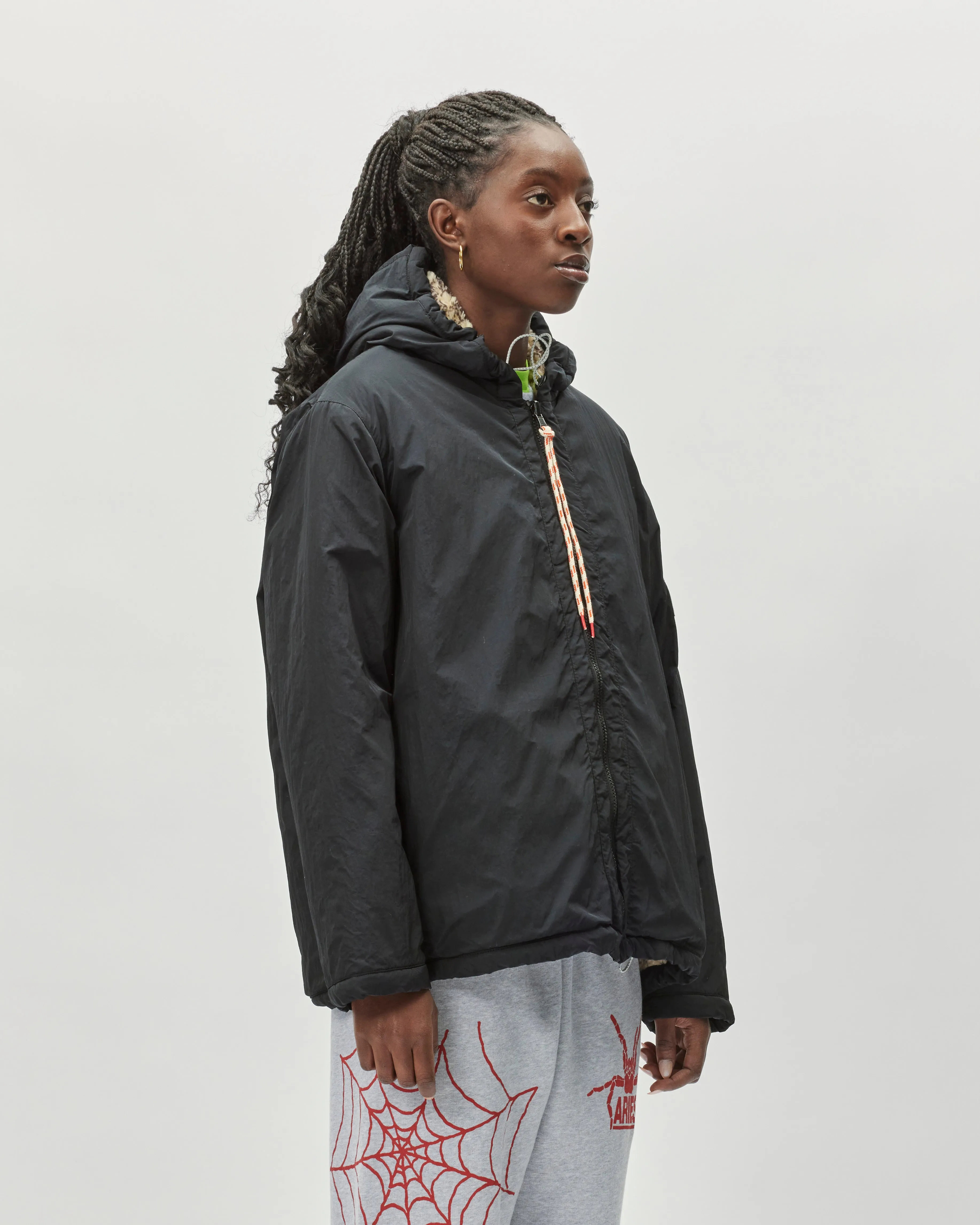 Reversible Nylon and Floral Fleece Parka