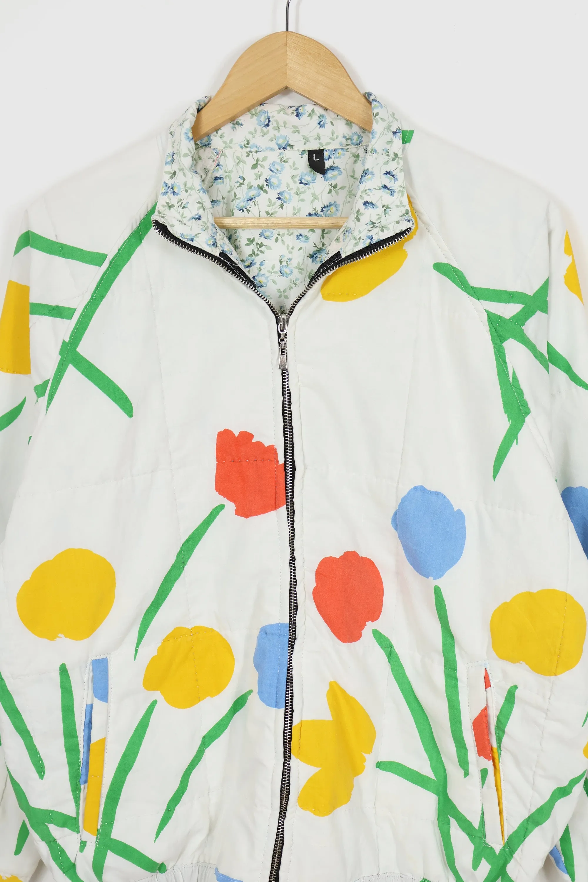 Reworked Flower Pattern Quilt Jacket