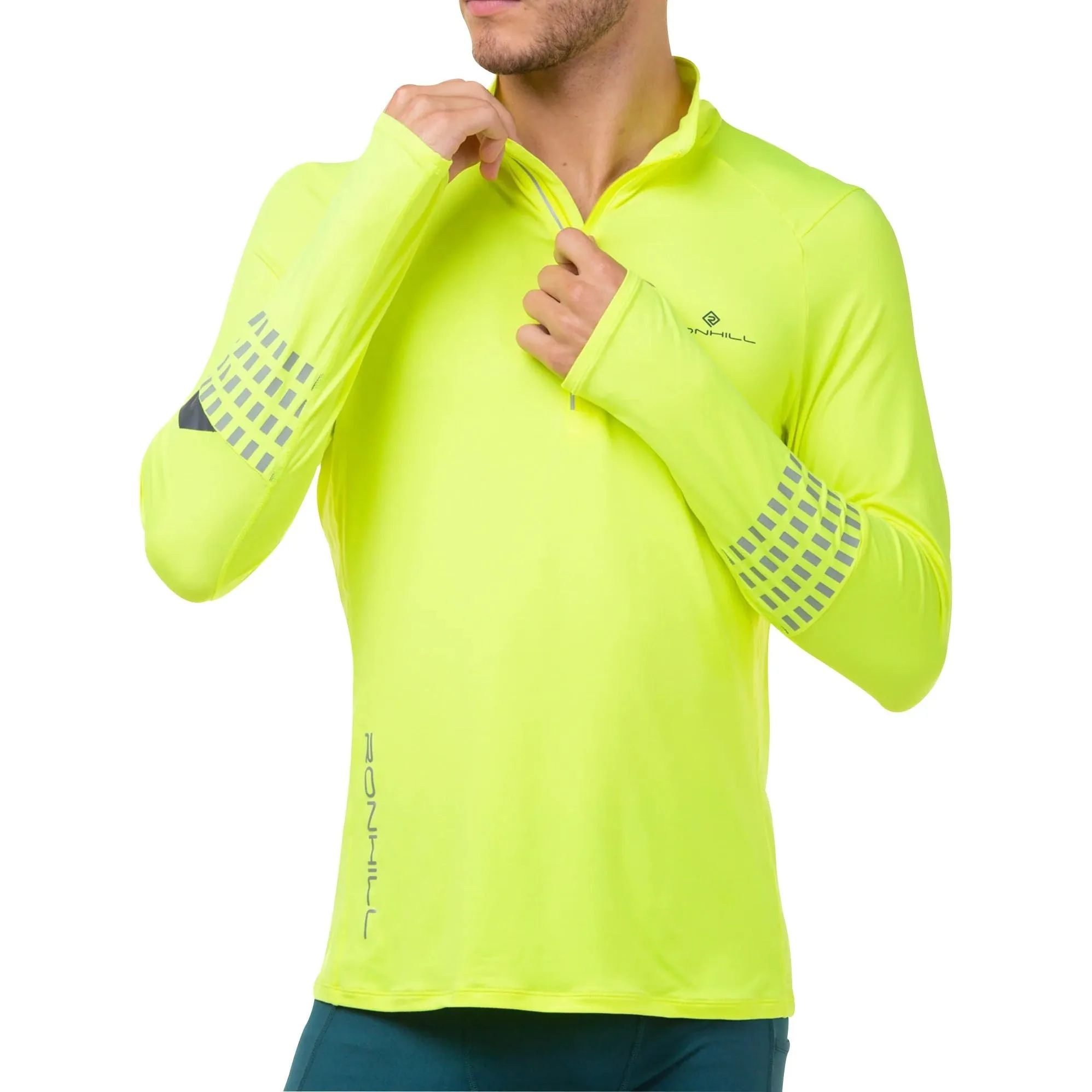 Ronhill Tech Afterhours Half Zip Long Sleeve Mens Running Top - Yellow