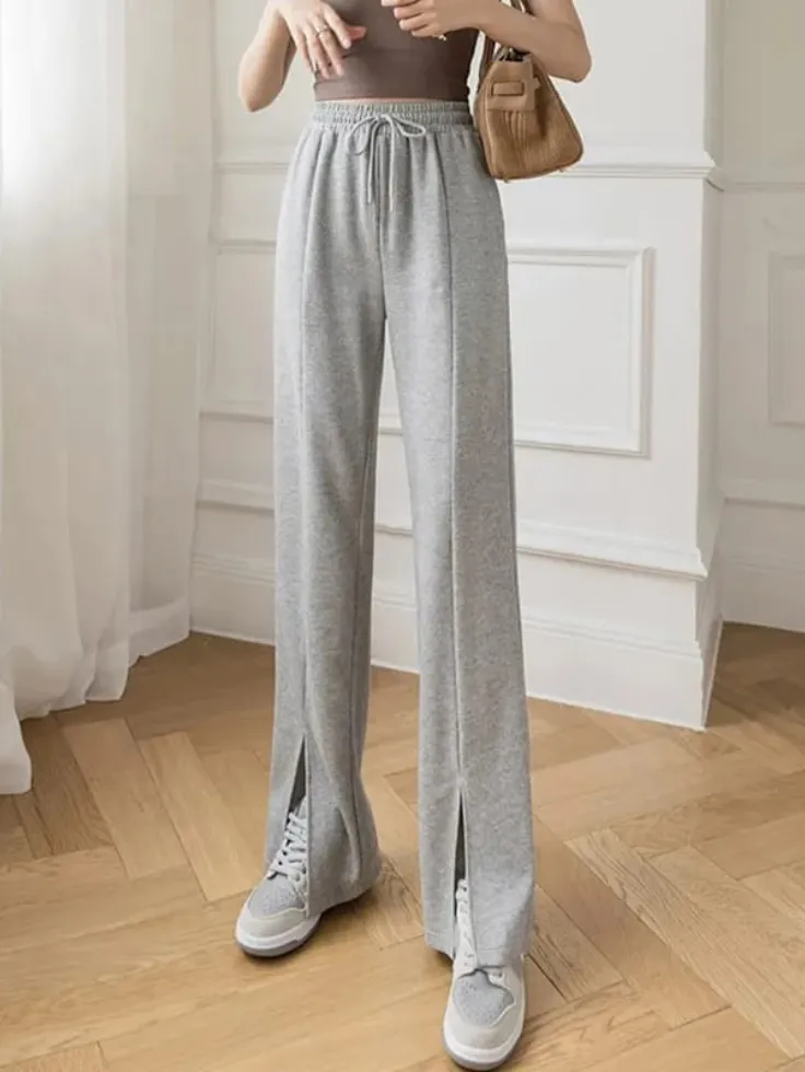 SGW - Grey Split Flare High Waisted Cargo Sweatpants