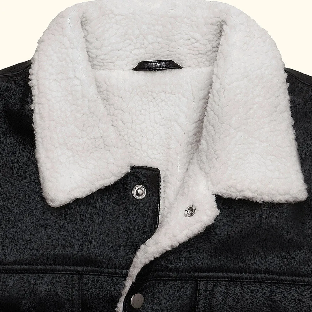 Shearling Leather Trucker Jacket