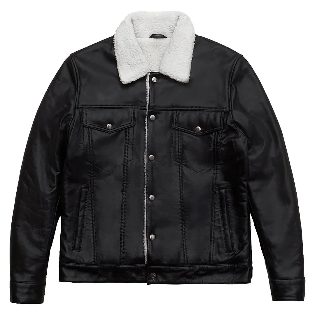 Shearling Leather Trucker Jacket