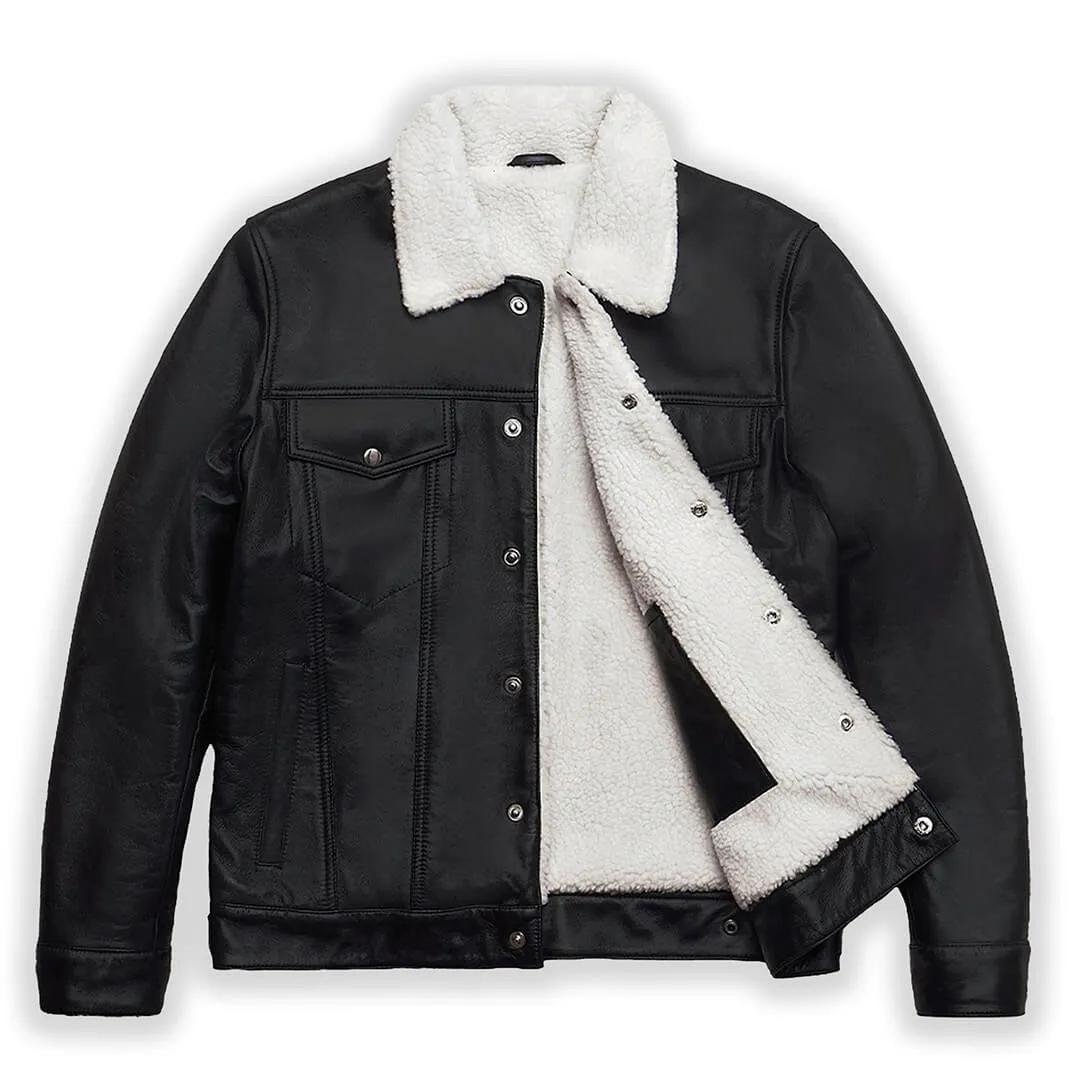 Shearling Leather Trucker Jacket