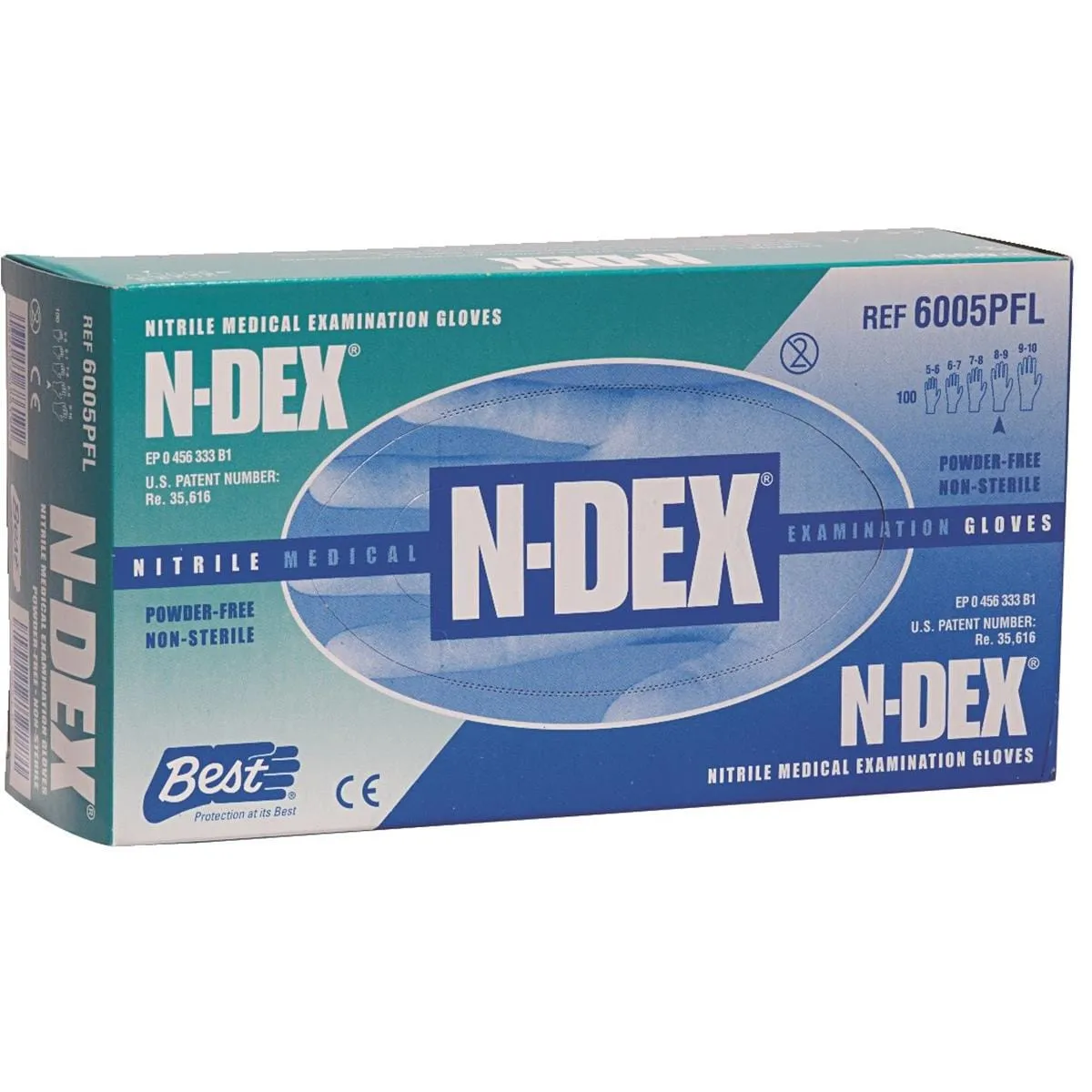 SHOWA N-DEX 6005PF 4-mil Nitrile Disposable Gloves, 100pk