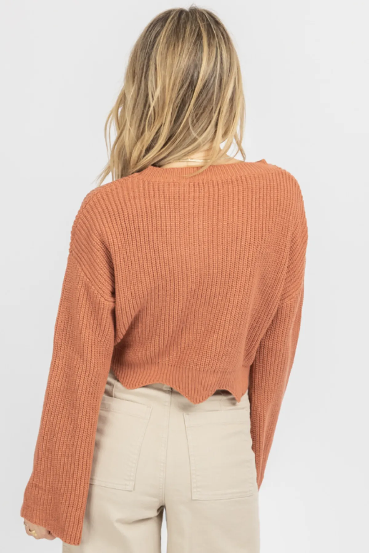 SIENNA BELL SLEEVE CROPPED SWEATER