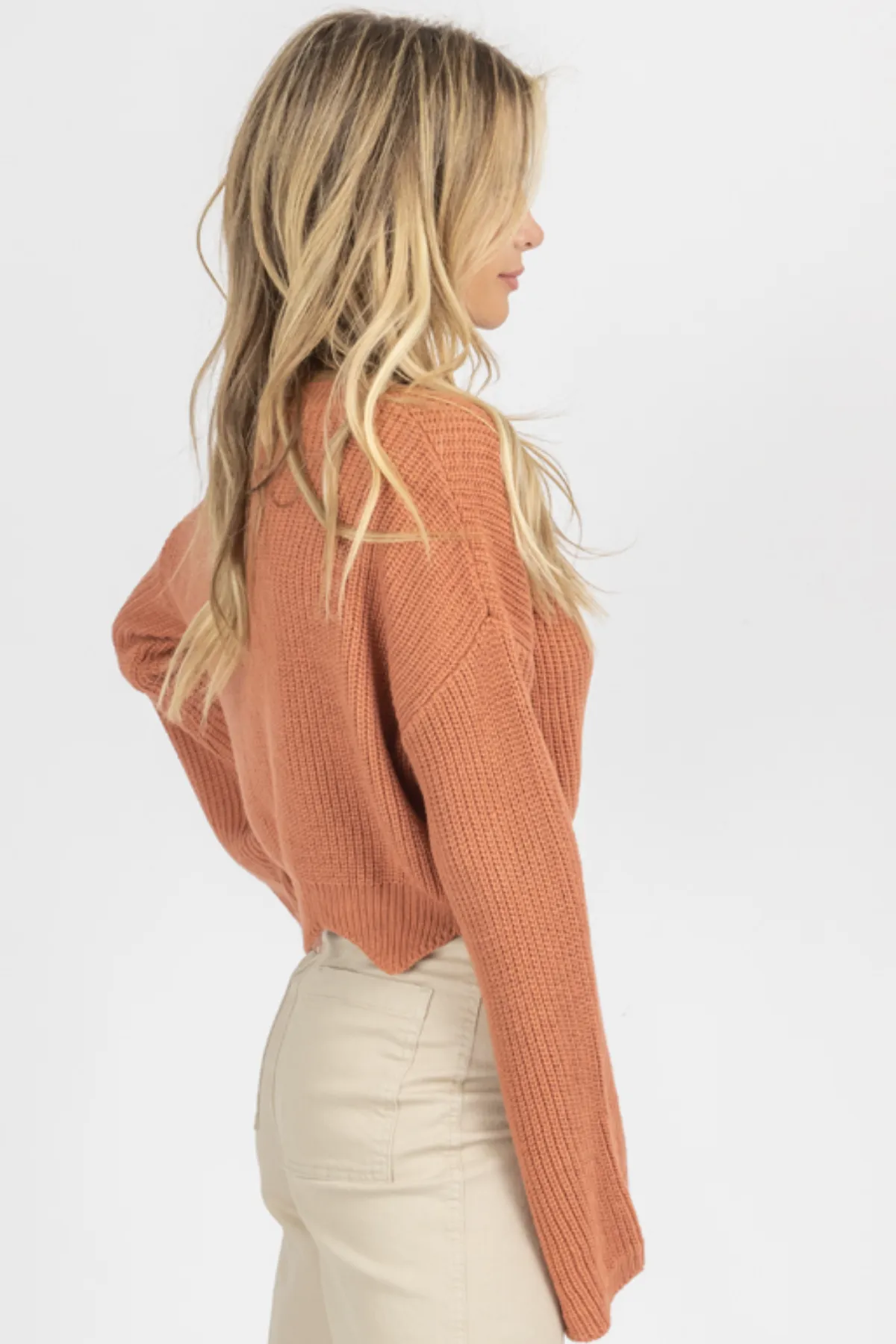 SIENNA BELL SLEEVE CROPPED SWEATER