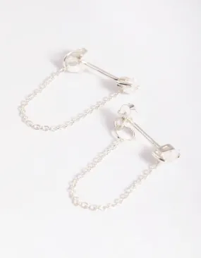 Sterling Silver Chain Stud Earrings