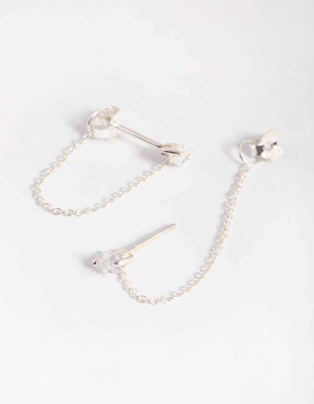 Sterling Silver Chain Stud Earrings