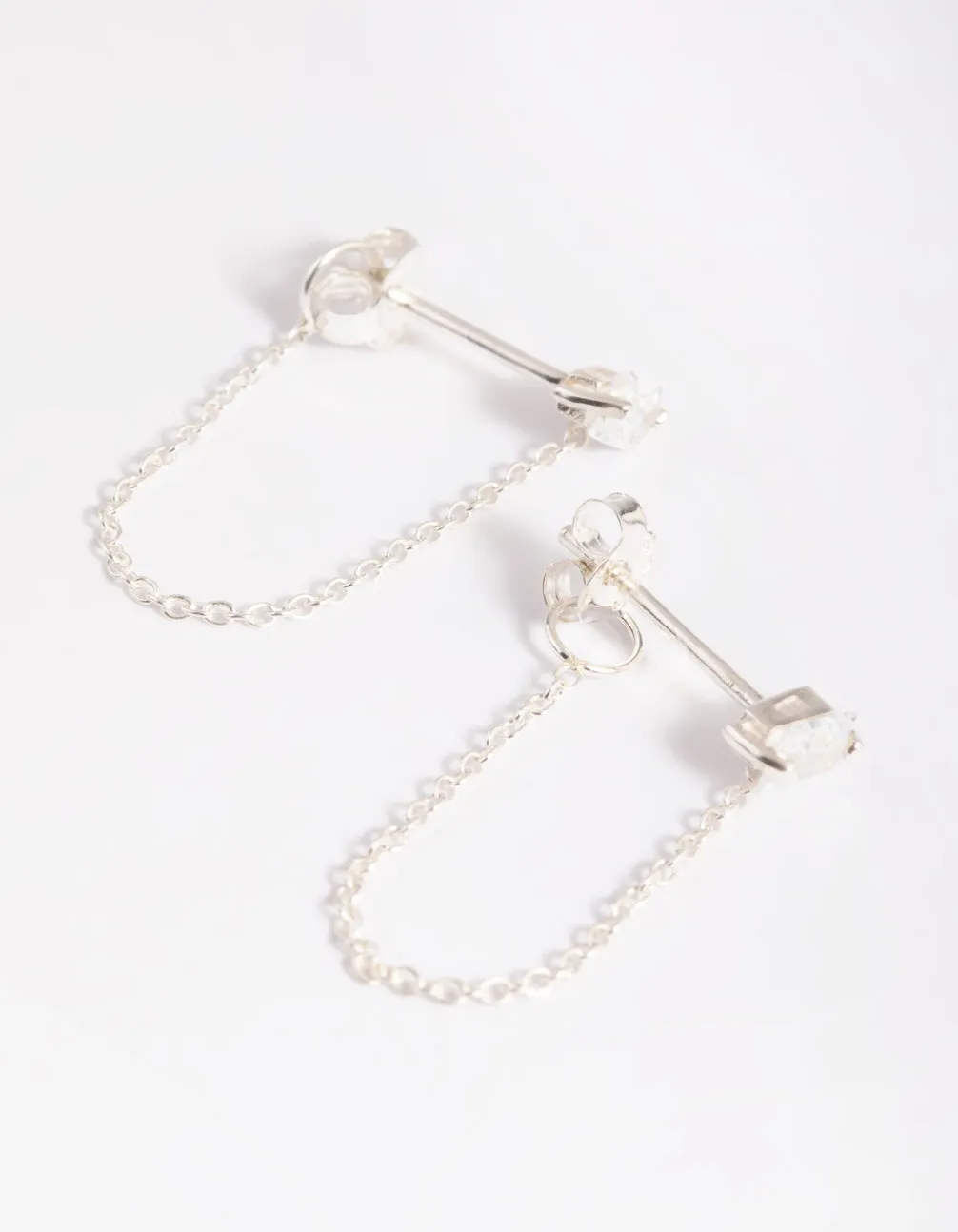 Sterling Silver Chain Stud Earrings