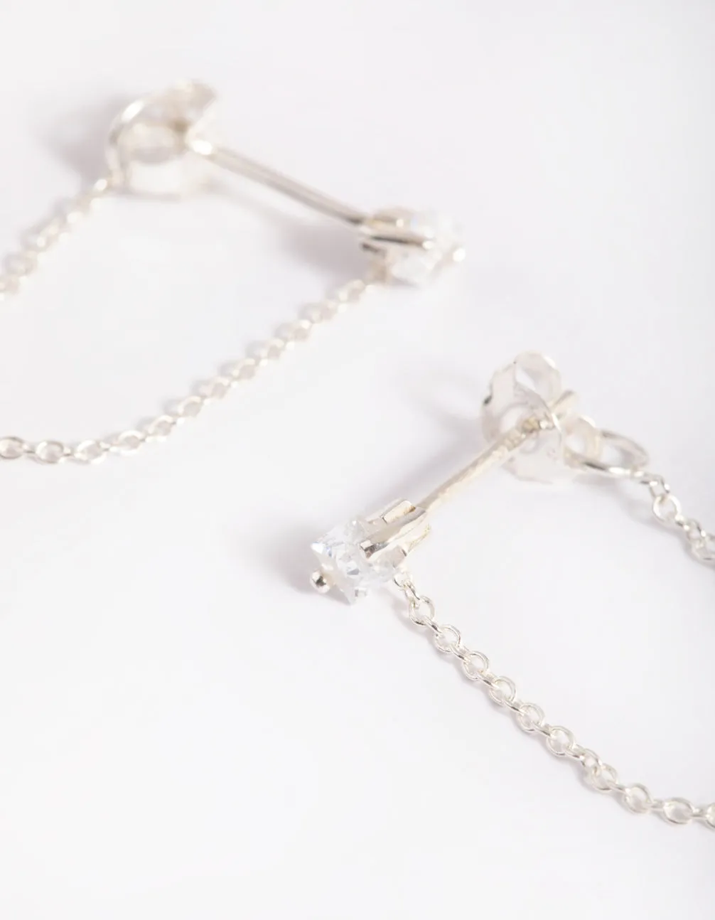 Sterling Silver Chain Stud Earrings