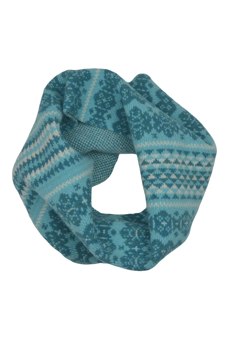 Stockbridge Fair isle Cowl Scarf - Aqua