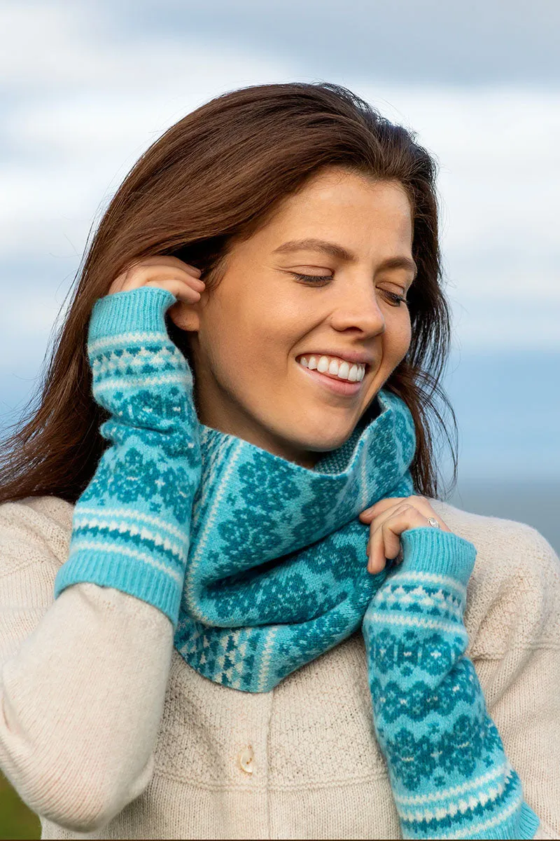 Stockbridge Fair isle Cowl Scarf - Aqua