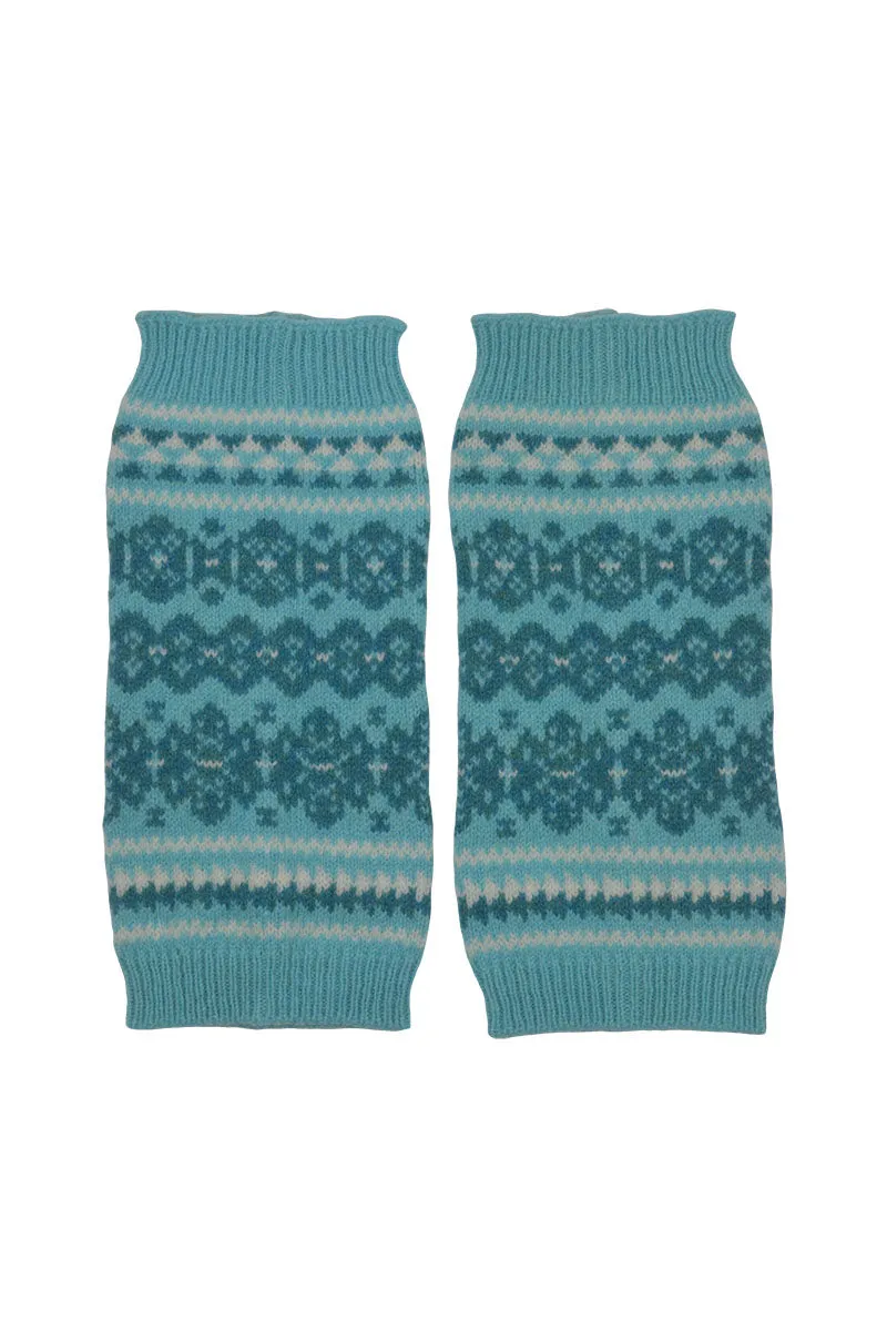 Stockbridge Fair isle Wrist Warmer Fingerless Gloves - Aqua