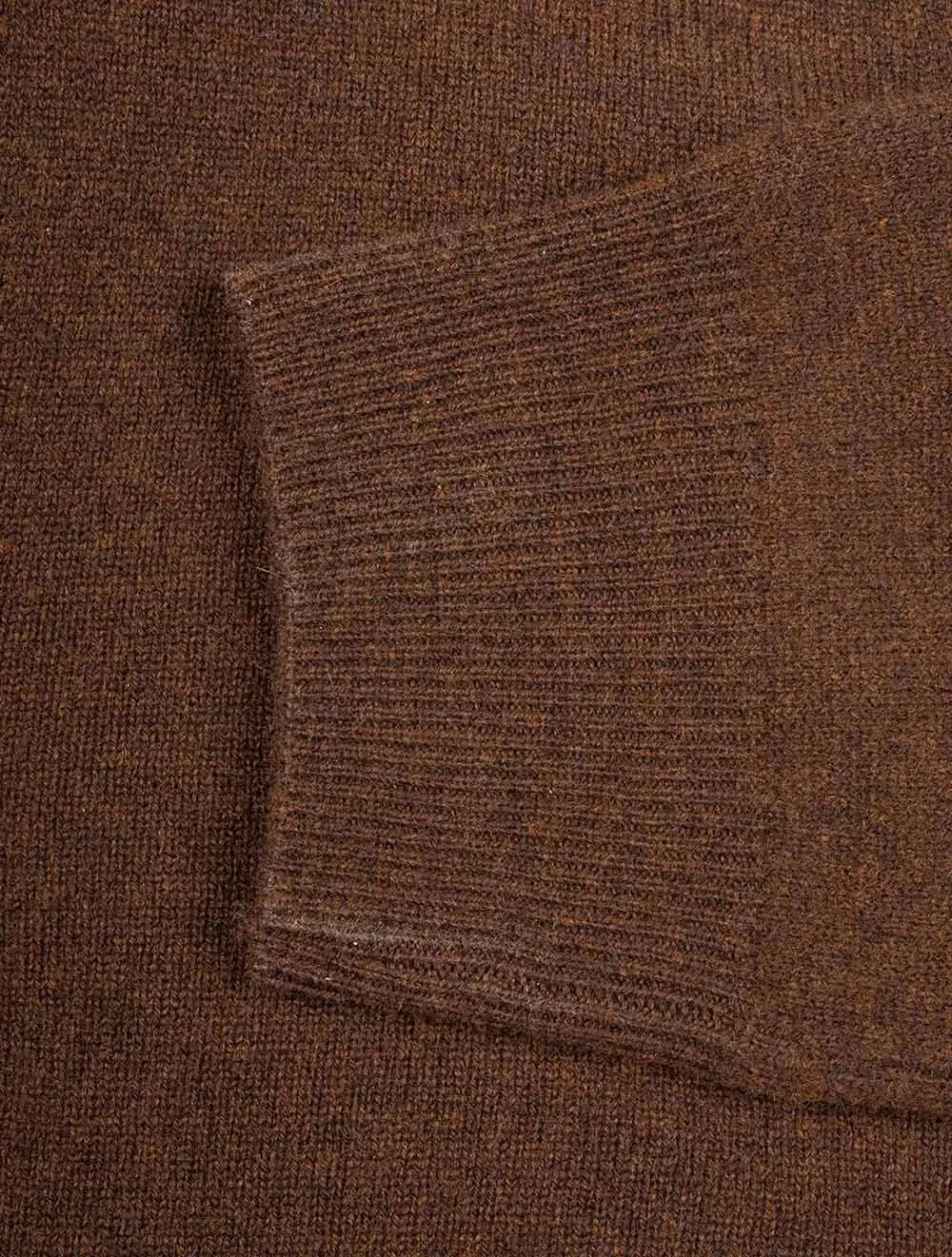 Super Fine Lambswool V-Neck Sweater Dark Brown Melange