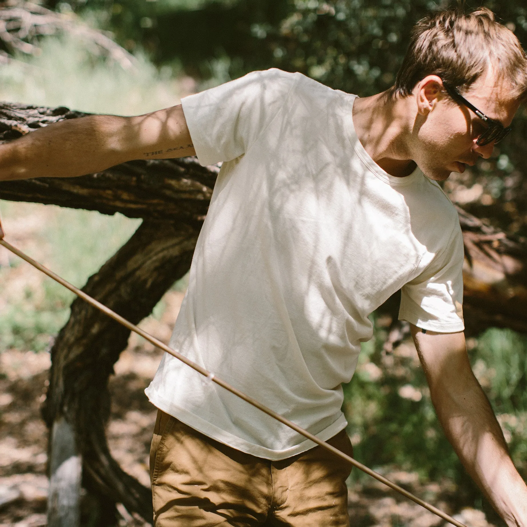 The Crewneck Pocket Tee in Natural Merino