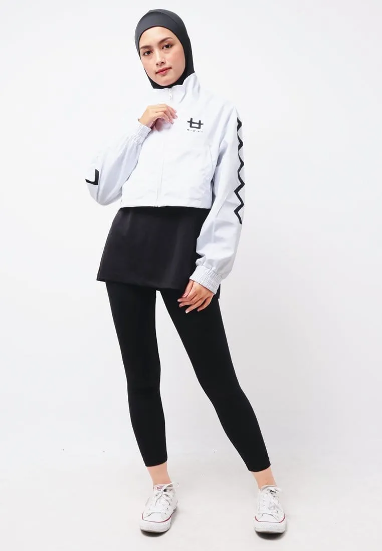 Third Day LO018 Jaket Sporty Parka Crop Wanita Parasit Zigzag Putih Hitam