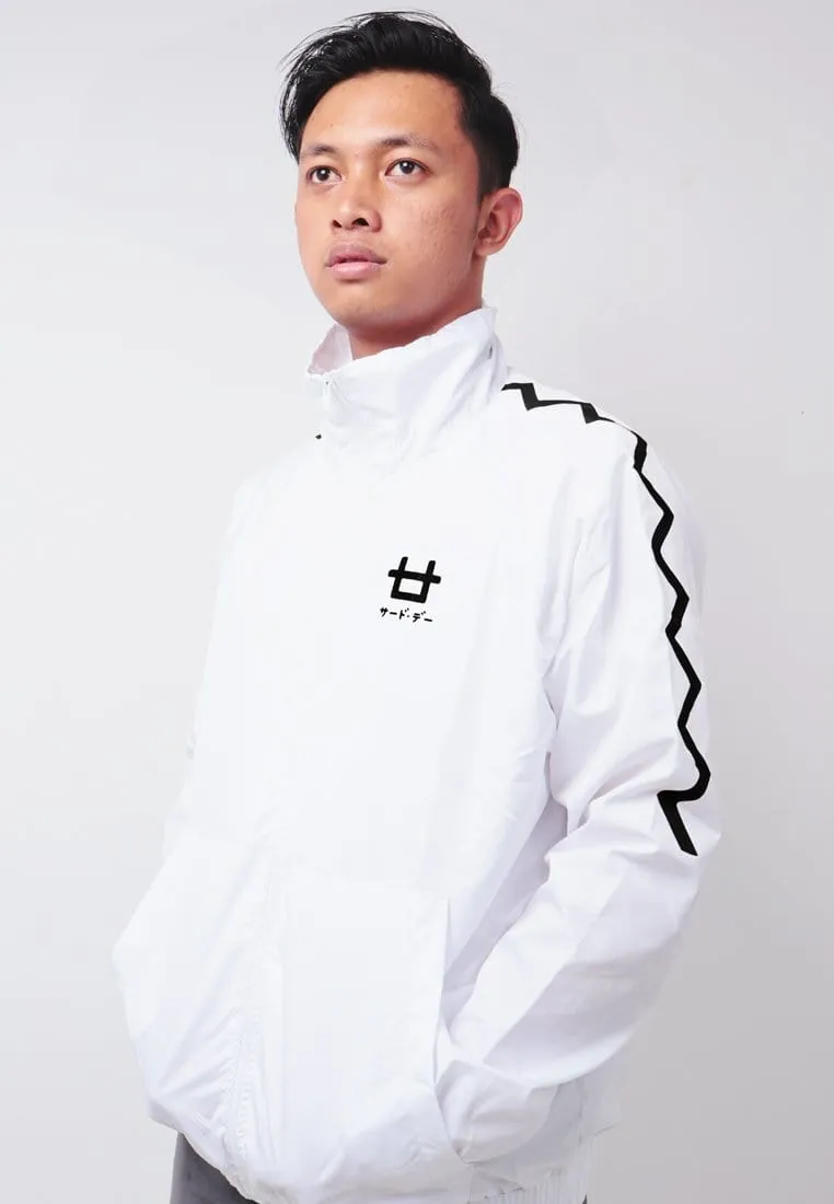 Third Day MOA22 Jaket Sporty Parka Pria Parasit Zigzag Putih Hitam