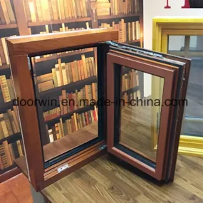 Tilt Turn Window, Oak Wood Window with Exterior Aluminum Cladding - China Bronze Swing Window, Big Double Glass Windows