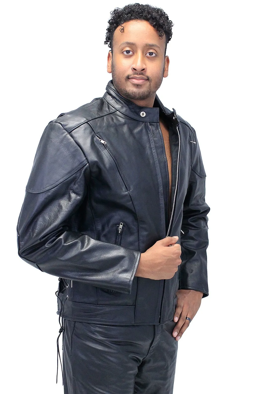 Vented Eagle Vented Leather Motorcycle Jacket #M305VZ ()