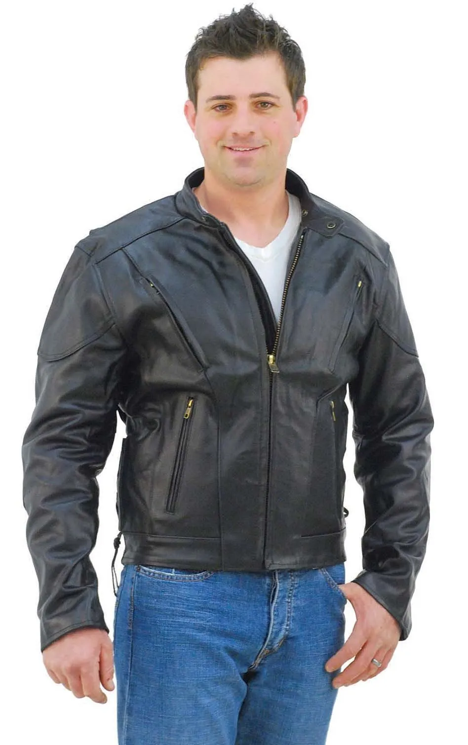 Vented Eagle Vented Leather Motorcycle Jacket #M305VZ ()