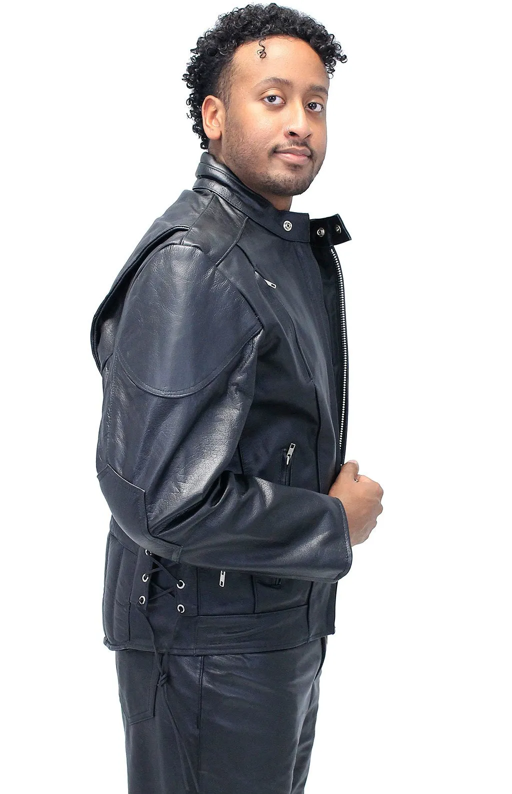 Vented Eagle Vented Leather Motorcycle Jacket #M305VZ ()