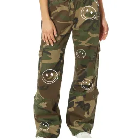 Vintage and Embroidery Smile Army Pants