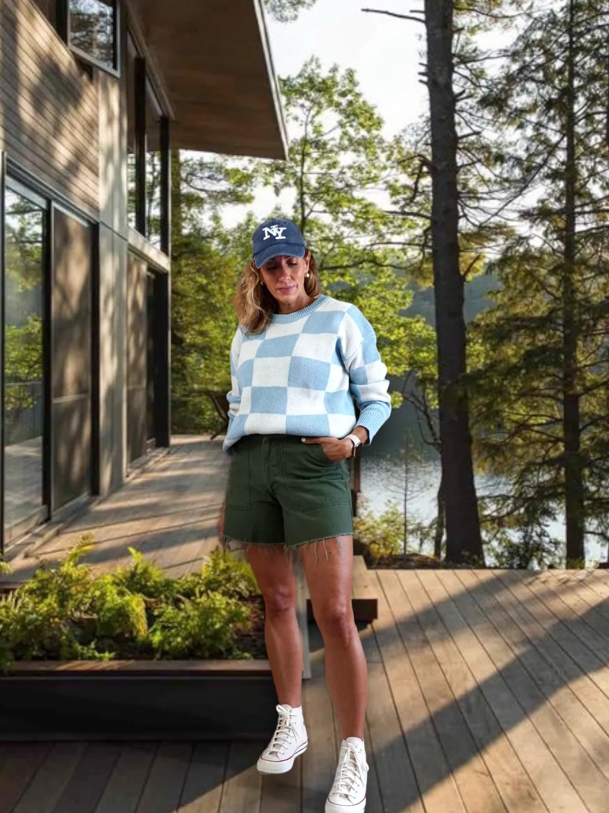 Vintage Sky Blue Check Sweater