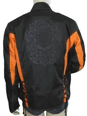 VL1551 Black Ladies Reflective Skull Crystal Jacket with Color Accents