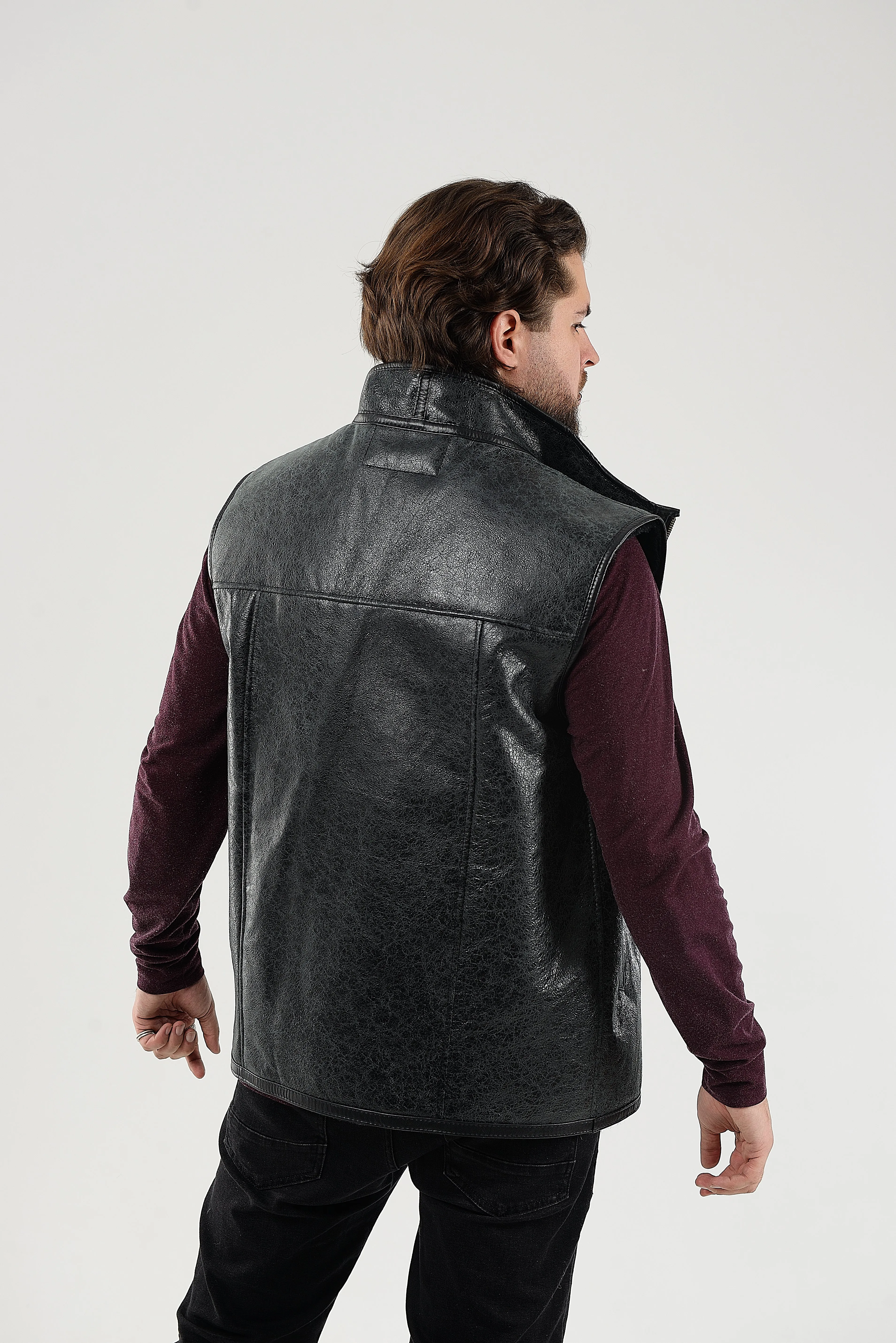 Warm Western Men's Sheepskin Vest with Secret Zip Front Pocket