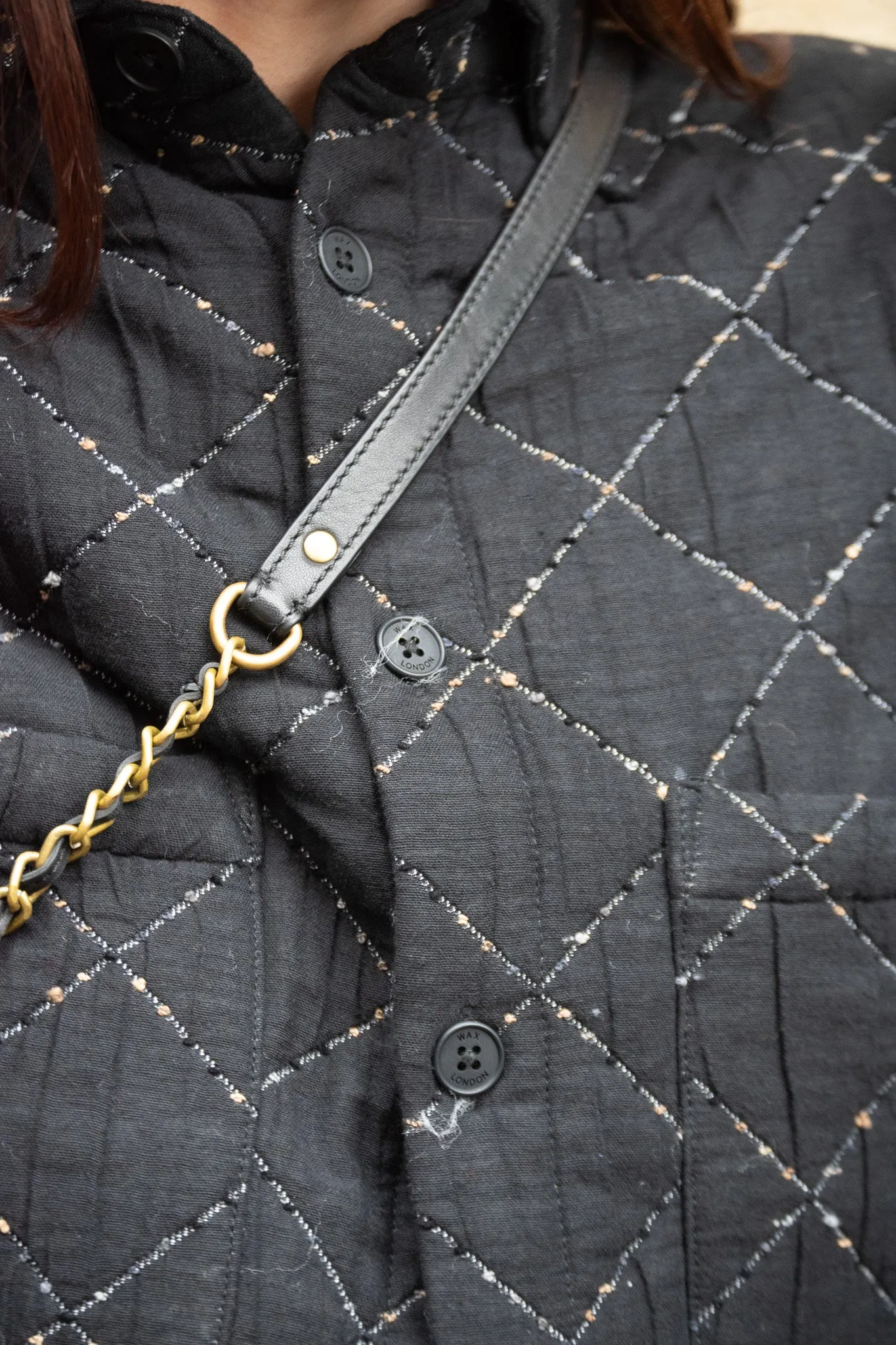 Wax Whiting Black Quilted Tweed Overshirt