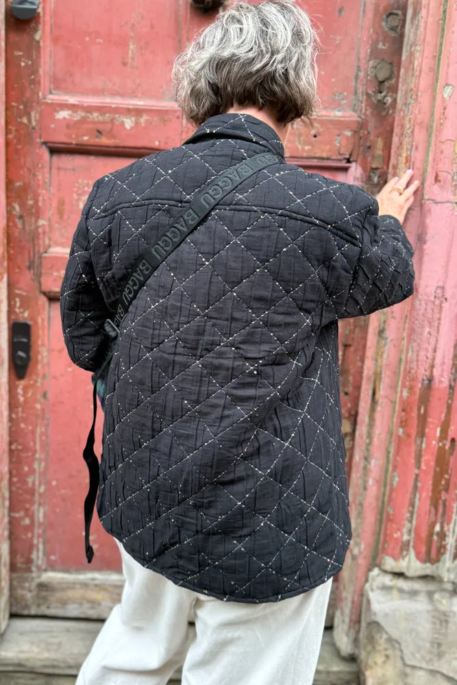 Wax Whiting Black Quilted Tweed Overshirt