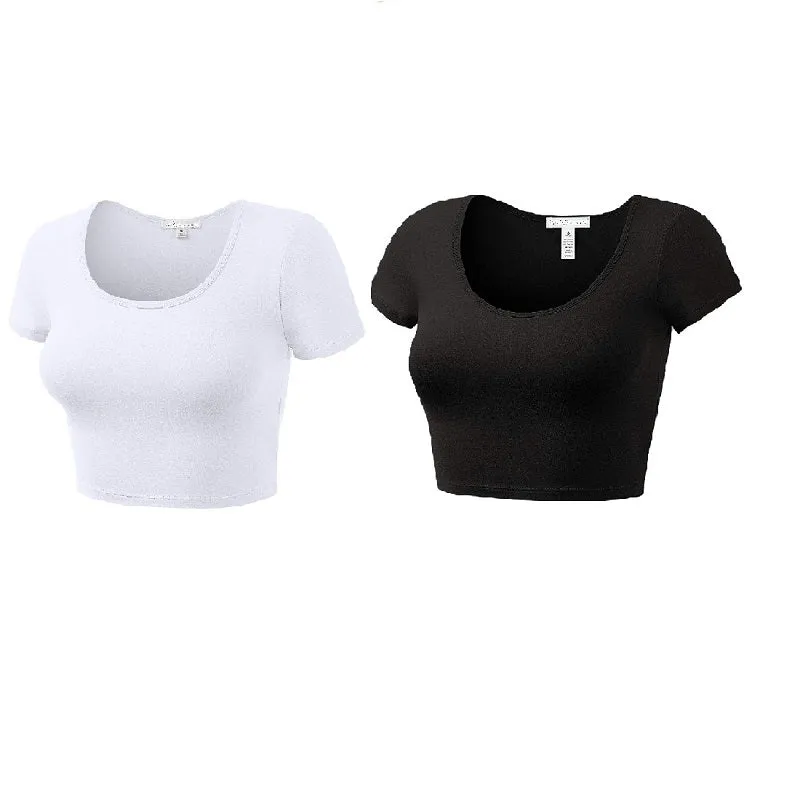 White Crop Top Short Sleeve for Women