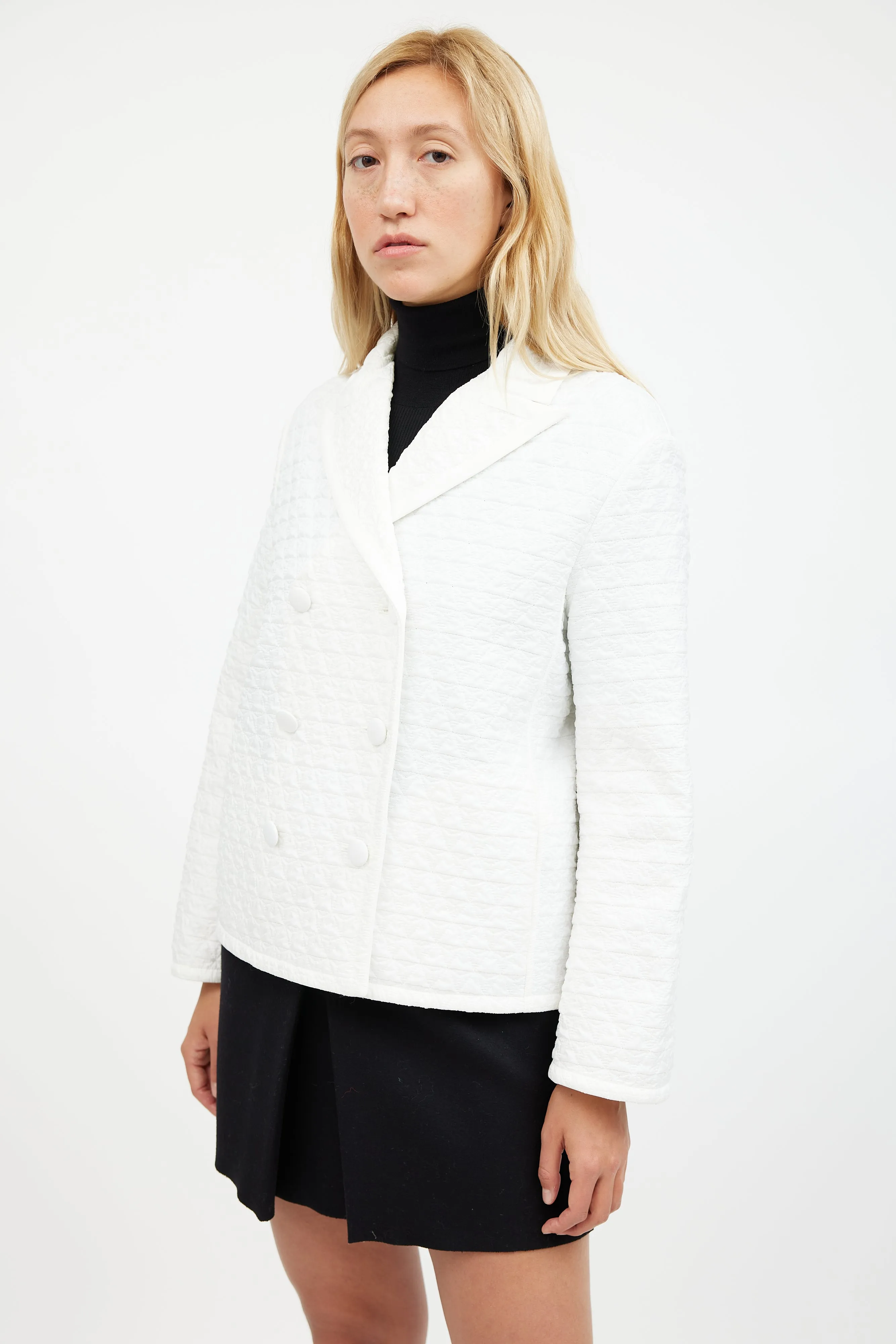 White Nylon Quilted Jacket