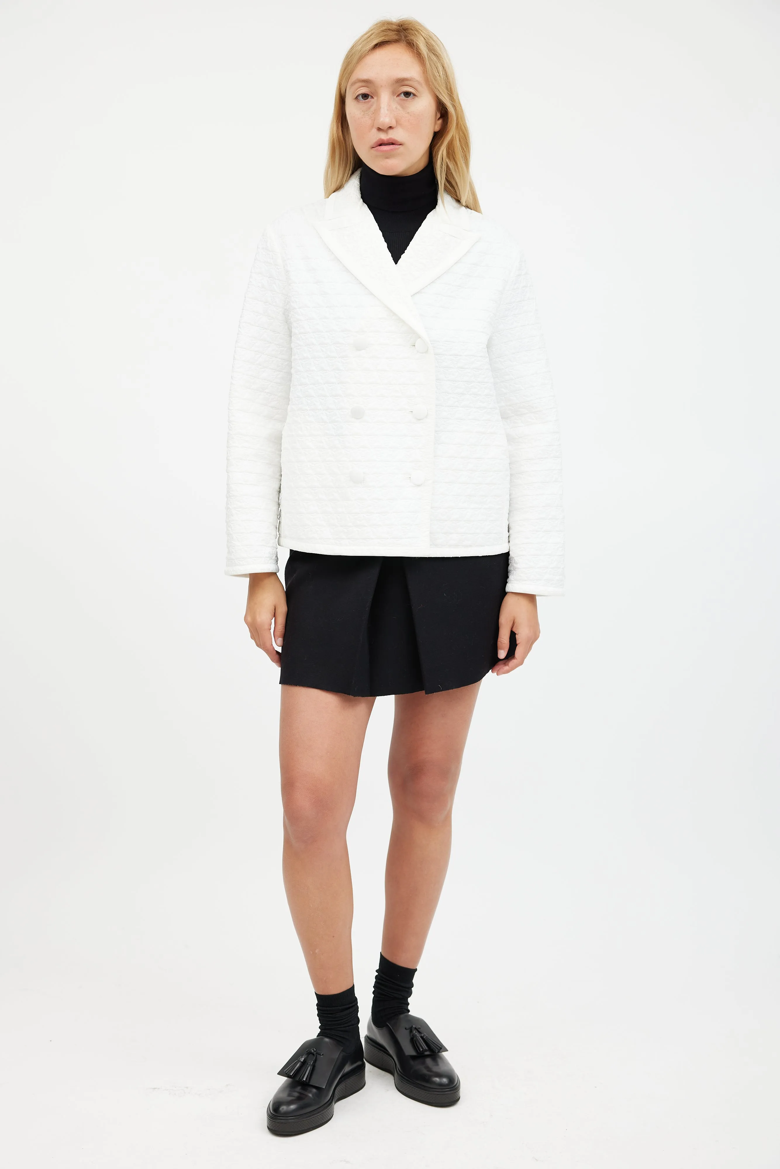 White Nylon Quilted Jacket