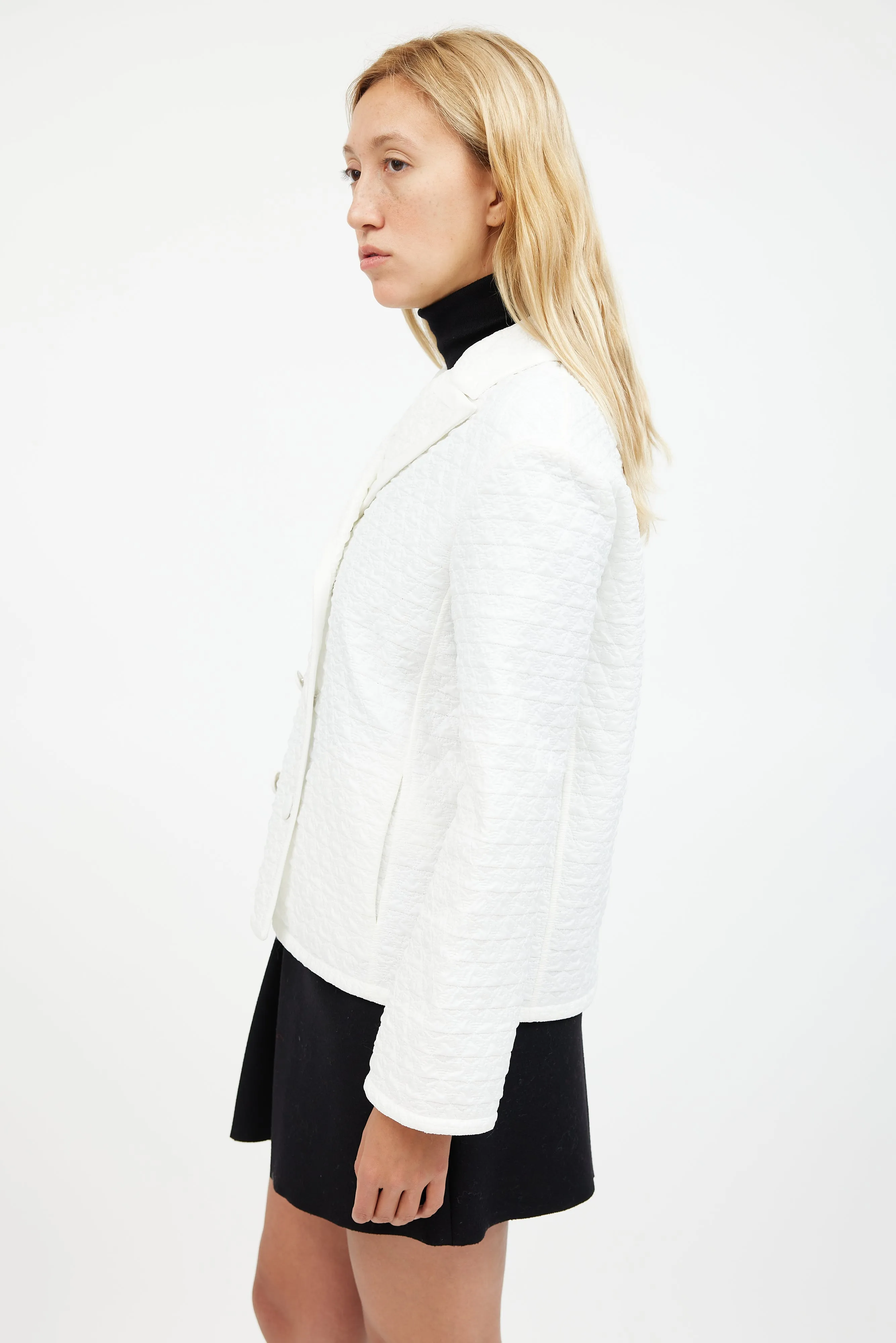 White Nylon Quilted Jacket