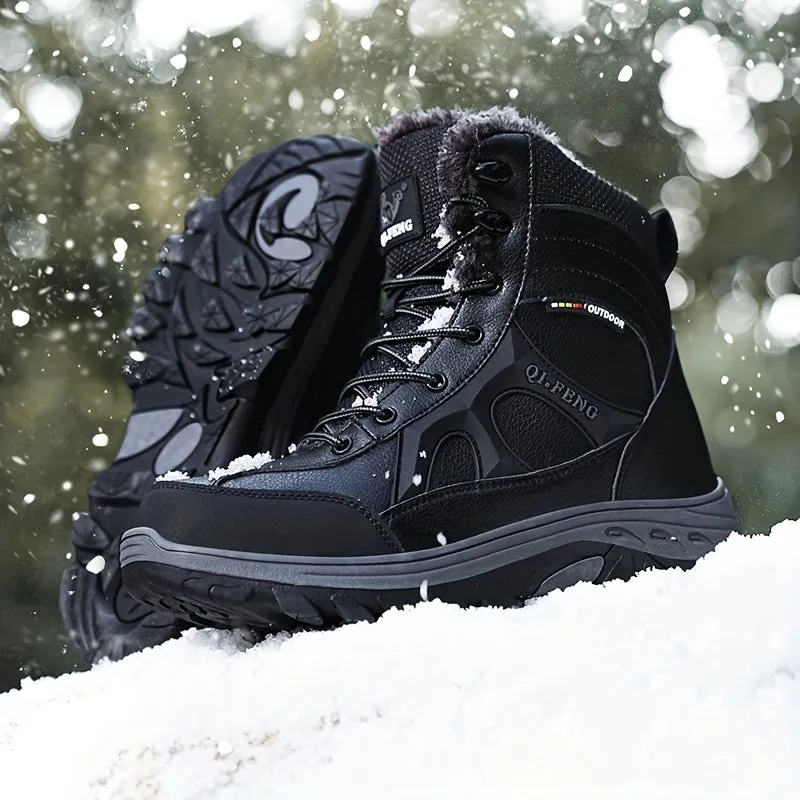 Winter Explorer Snow Boots - Men's Thermal Insulated, Slip-Resistant, Windproof Hiking Shoes with Fuzzy Lining for Cold Weather - Durable and Water-Resistant