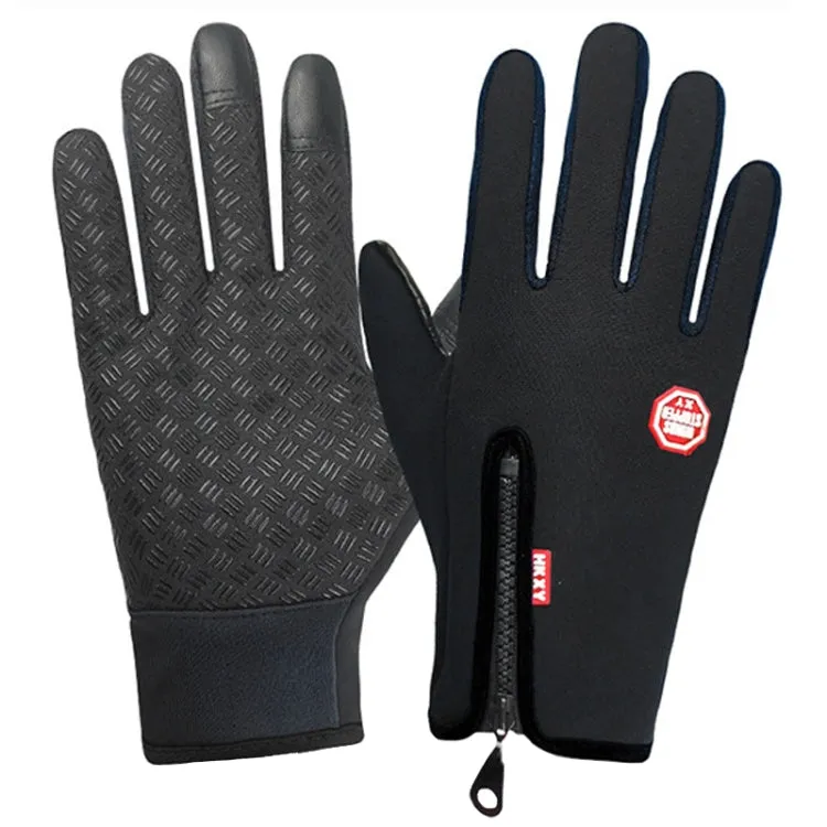 Winter Outdoor Riding Sports Waterproof Touch Screen Glove, Size: L(H043 Black)