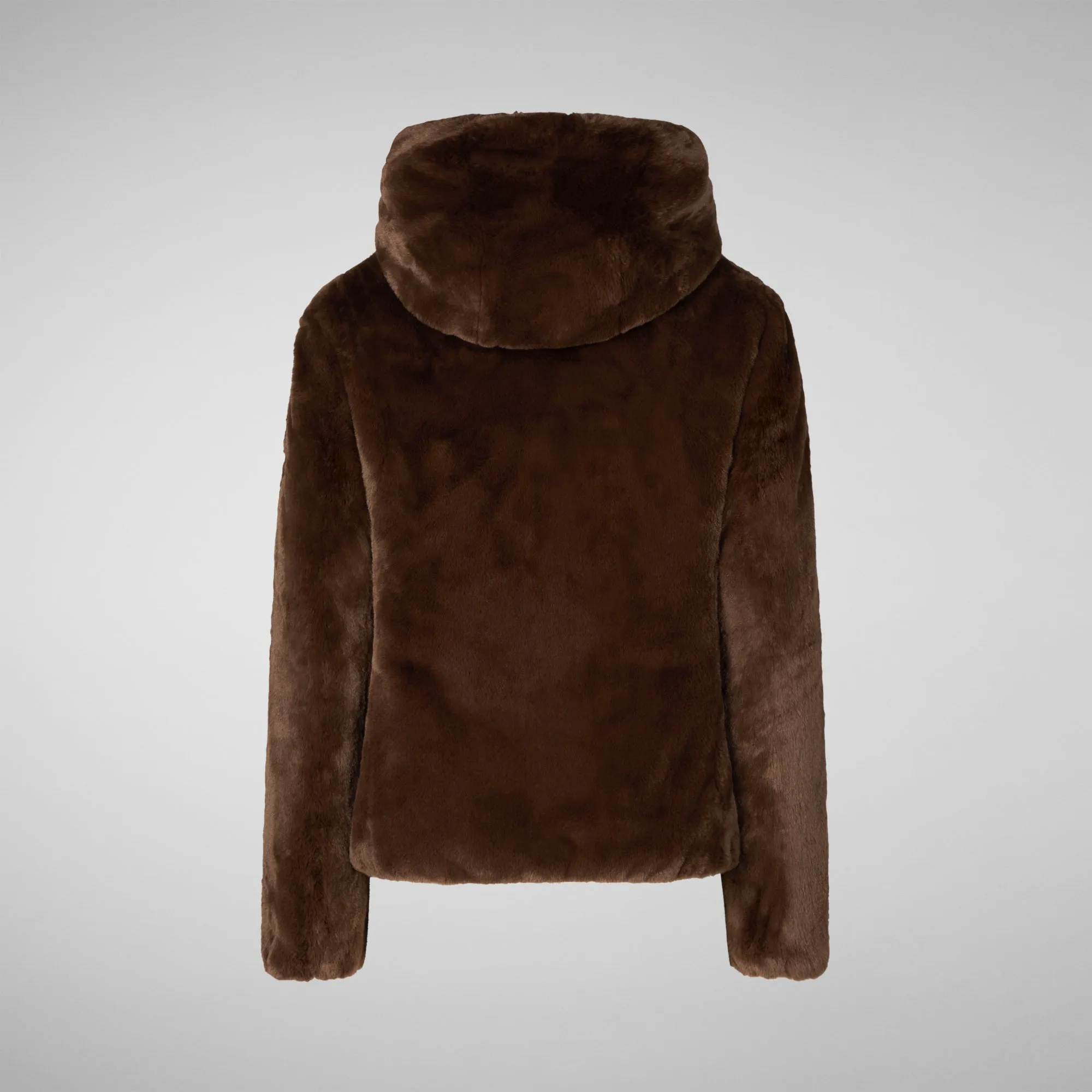 Woman's hooded jacket Laila in teddy brown