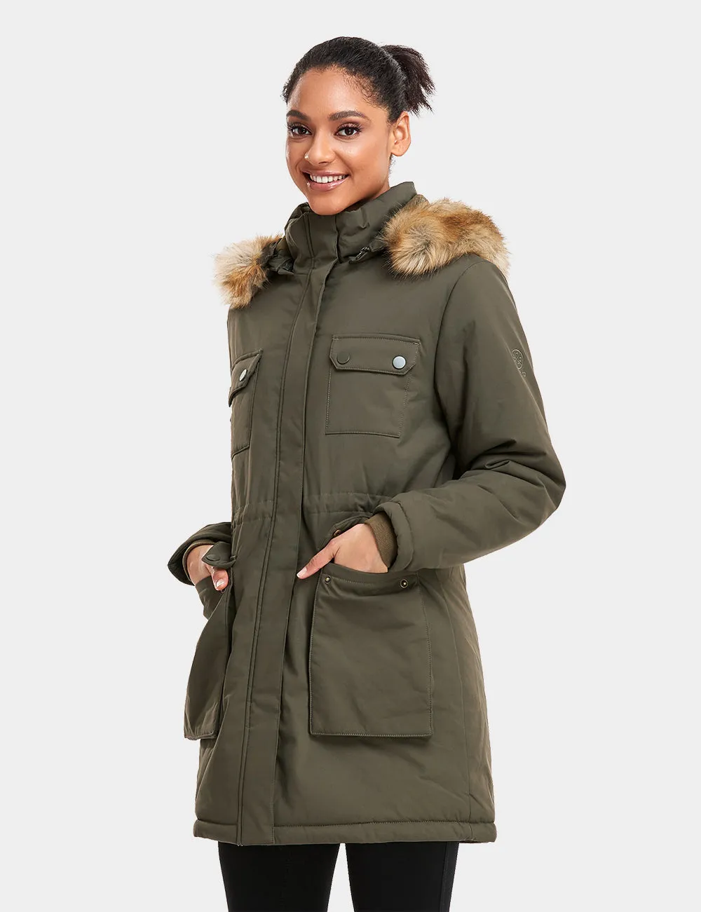 Women's Heated Thermolite® Parka - Olive / Red