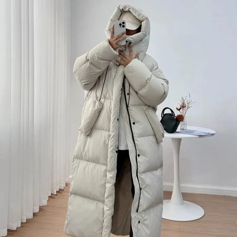 Women's Long Down Jacket Loose Big Yards Warm Jacket Casual Parka